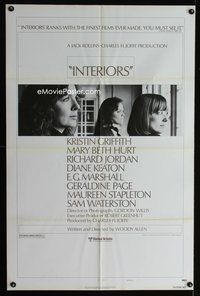 4j383 INTERIORS style B 1sh '78 Woody Allen, Diane Keaton, Mary Beth Hurt, Kristin Griffith