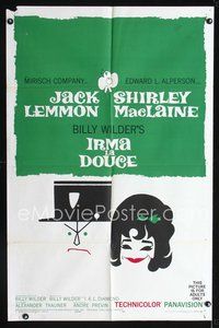 4j385 IRMA LA DOUCE style B 1sh '63 Billy Wilder, portrait art of Shirley MacLaine & Jack Lemmon!