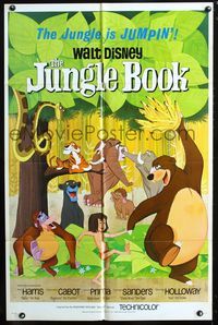 4j411 JUNGLE BOOK 1sh '67 Walt Disney cartoon classic, great image of all characters!