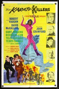 4j413 KARATE KILLERS 1sh '67 Robert Vaughn, David McCallum, Joan Crawford, The Man from U.N.C.L.E.!