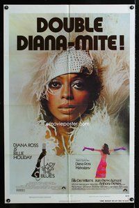 4j433 LADY SINGS THE BLUES/MAHOGANY 1sh '76 Diana Ross double Diana-Mite!