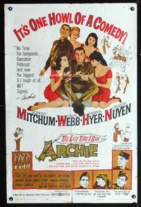 4j454 LAST TIME I SAW ARCHIE 1sh '61 Robert Mitchum surrounded by sexy girls!