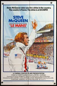 4j460 LE MANS 1sh '71 artwork of cross country race car driver Steve McQueen by race track!