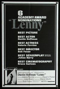 4j465 LENNY AA style 1sh '74 cool silhouette image of Dustin Hoffman as comedian Lenny Bruce!