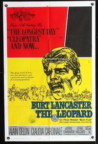 4j467 LEOPARD 1sh '63 sketch art of Burt Lancaster, Luchino Visconti directed!