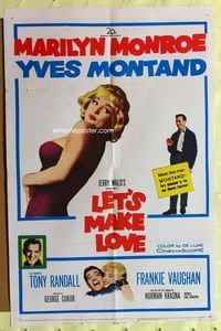 4j471 LET'S MAKE LOVE 1sh '60 super-sexy Marilyn Monroe, Yves Montand, Tony Randall!