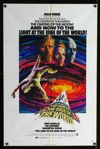 4j477 LIGHT AT THE EDGE OF THE WORLD 1sh '71 Kirk Douglas, Jules Verne novel, cool Terpning art!