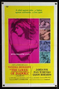 4j510 LOVES OF ISADORA int'l 1sh '69 sexy naked Vanessa Redgrave covering herself with just arms!