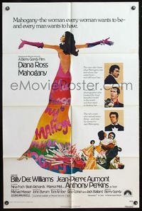 4j527 MAHOGANY 1sh '75 cool colorful artwork of Diana Ross, Billy Dee Williams