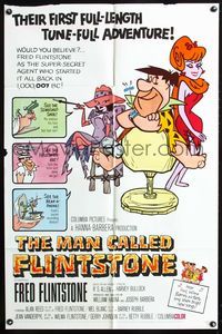 4j538 MAN CALLED FLINTSTONE 1sh '66 Hanna-Barbera, great cartoon image of Fred Flintsone!