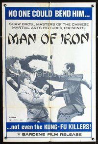 4j541 MAN OF IRON 1sh '72 Shaw Brothers kung fu, karate action art!