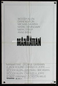 4j544 MANHATTAN 1sh '79 Woody Allen directed, New York City skyline title art!