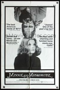 4j562 MINNIE & MOSKOWITZ reviews style 1sh '72 directed by John Cassavetes, Gena Rowlands, Cassel!