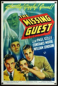 4j567 MISSING GUEST 1sh '38 Paul Kelly, Constance Moore, William Lundigan, Ghostly & Giggly!