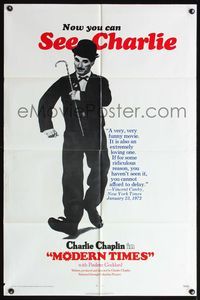 4j576 MODERN TIMES reviews style 1sh R72 classic image of Charlie Chaplin!