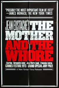 4j592 MOTHER & THE WHORE arthouse 1sh '73 Jean Eustache's La Maman et la putain, Bernadette Lafont!