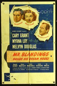 4j599 MR. BLANDINGS BUILDS HIS DREAM HOUSE style A 1sh '48 Cary Grant, Myrna Loy, Melvyn Douglas