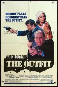 4j679 OUTFIT revised 1sh '73 nobody plays rougher than Robert Duvall, Joe Don Baker & Karen Black!