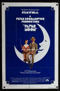 4j692 PAPER MOON style A 1sh '73 great image of smoking Tatum O'Neal with dad Ryan O'Neal!