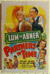 4j696 PARTNERS IN TIME 1sh '46 artwork of radio stars Chester 'Lum' Lauck & Norris 'Abner' Goff!