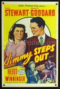 4j718 POT O' GOLD 1sh R46 art of Jimmy Stewart & Paulette Goddard, Jimmy Steps Out!