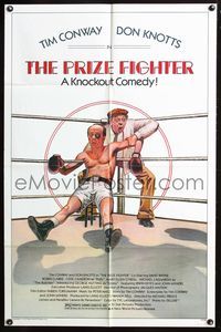 4j720 PRIZE FIGHTER 1sh '79 great wacky artwork of coach Don Knotts & boxer Tim Conway!