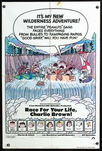 4j731 RACE FOR YOUR LIFE CHARLIE BROWN 1sh '77 Charles M. Schulz, Snoopy, Peanuts!