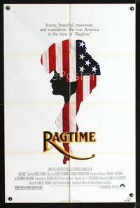 4j733 RAGTIME 1sh '81 James Cagney, Pat O'Brien, cool patriotic silhouette art!