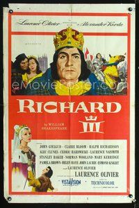 4j750 RICHARD III 1sh '54 Laurence Olivier as director and in title role!