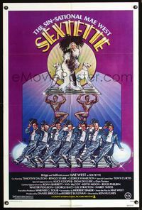 4j784 SEXTETTE 1sh '79 art of ageless Mae West w/dancers & dogs by Drew Struzan!