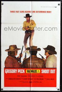 4j797 SHOOT OUT 1sh '71 great full-length image of gunfighter Gregory Peck with pistol!
