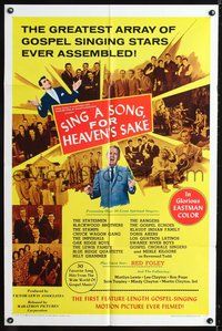 4j805 SING A SONG FOR HEAVEN'S SAKE 1sh '66 greatest array of gospel singing stars!