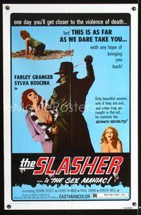 4j809 SLASHER 1sh '74 Farley Granger is the sex maniac who kills only beautiful women!