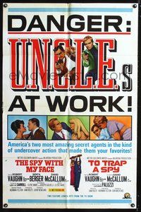 4j837 SPY WITH MY FACE/TO TRAP A SPY 1sh '66 Robert Vaughn is The Man from U.N.C.L.E.!