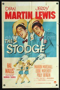 4j849 STOOGE 1sh '52 artwork of singing vaudeville team Dean Martin & Jerry Lewis!
