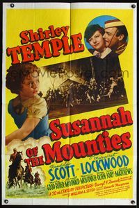 4j867 SUSANNAH OF THE MOUNTIES 1sh '39 aging Shirley Temple, Randolph Scott, Margaret Lockwood