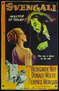 4j868 SVENGALI 1sh '55 sexy Hildegarde Neff was a slave to the will of crazy Donald Wolfit!