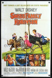 4j878 SWISS FAMILY ROBINSON 1sh R69 John Mills, Walt Disney family fantasy classic!