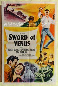 4j880 SWORD OF VENUS 1sh '53 Robert Clarke as the Son of Monte Cristo, getting revenge!
