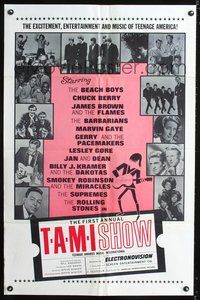 4j889 TAMI SHOW 1sh '65 The Supremes, Rolling Stones, Beach Boys, Chuck Berry, James Brown!