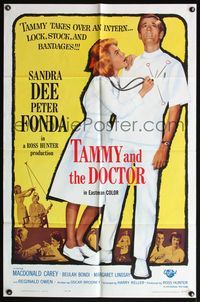 4j891 TAMMY & THE DOCTOR 1sh '63 Harry Keller directed, Peter Fonda, sexy nurse Sandra Dee!