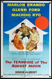 4j897 TEAHOUSE OF THE AUGUST MOON 1sh '56 art of Marlon Brando, Glenn Ford & Machiko Kyo!