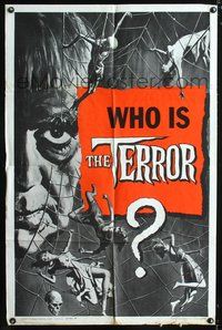 4j901 TERROR style B; teaser 1sh '63 Reynold Brown art of Boris Karloff, Roger Corman directed!