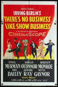 4j913 THERE'S NO BUSINESS LIKE SHOW BUSINESS 1sh '54 Marilyn Monroe & other cast members in lineup!