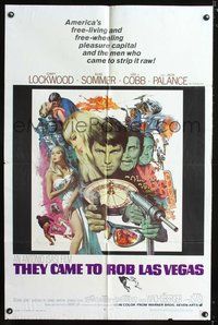 4j919 THEY CAME TO ROB LAS VEGAS 1sh '68 Gary Lockwood, cool artwork including roulette wheel!
