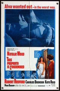 4j927 THIS PROPERTY IS CONDEMNED 1sh '66 sexy Natalie Wood, Robert Redford, Charles Bronson