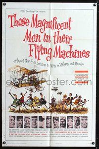 4j931 THOSE MAGNIFICENT MEN IN THEIR FLYING MACHINES 1sh '65 great wacky artwork of early airplane!