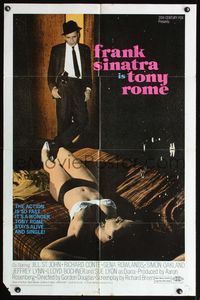 4j943 TONY ROME 1sh '67 detective Frank Sinatra w/gun & sexy near-naked girl on bed!