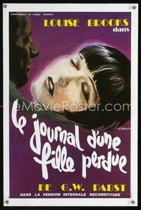 4k039 DIARY OF A LOST GIRL French R80s artwork of sexy Louise Brooks by F. Gaborit!