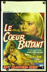 4k048 FRENCH GAME Belgian '60 Le coeur battant, art of Francoise Brion, Jean-Louis Trintignant!